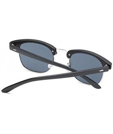 Rimless Vintage Half Frame Semi-Rimless Sunglasses Men Women Classic Driving Sun glasses - Black Silver/Grey - CI197KW0WN8 $1...