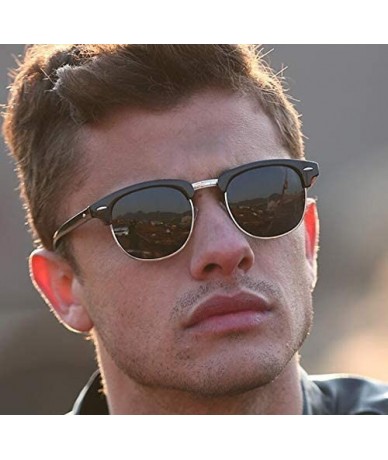 Rimless Vintage Half Frame Semi-Rimless Sunglasses Men Women Classic Driving Sun glasses - Black Silver/Grey - CI197KW0WN8 $1...