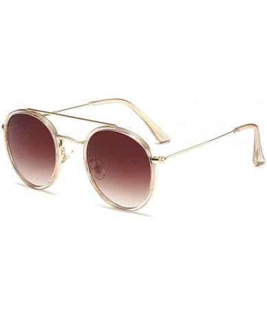 Round Double Beam Metal Women Round Sunglasses Vintage Brand Designer Glasses Fashion Mirror Lens Eyewear UV400 - CF18O3DKK8X...