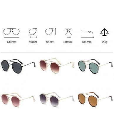 Round Double Beam Metal Women Round Sunglasses Vintage Brand Designer Glasses Fashion Mirror Lens Eyewear UV400 - CF18O3DKK8X...