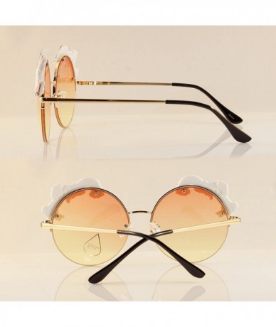 Oversized Rainbow Heart Unicorn Top Gradient Ocean Color Round Sunglasses A110 - (Gold) Red Yellow - CM180RUDR84 $24.02