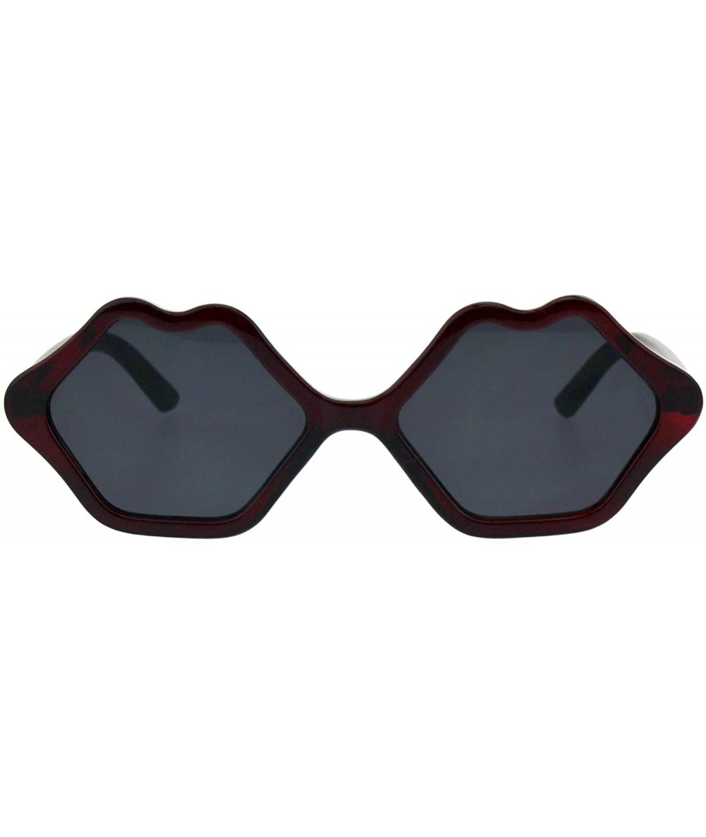 Oval Womens Lips Shape Sunglasses Cute Kiss Lips Shades UV 400 - Burgundy - C518K37K6OH $19.43