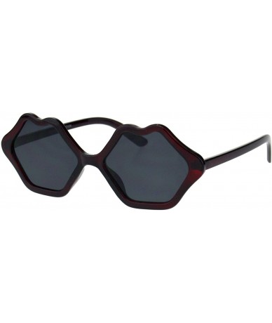 Oval Womens Lips Shape Sunglasses Cute Kiss Lips Shades UV 400 - Burgundy - C518K37K6OH $19.43