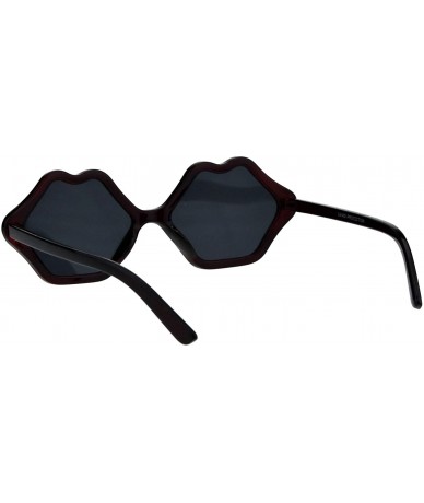 Oval Womens Lips Shape Sunglasses Cute Kiss Lips Shades UV 400 - Burgundy - C518K37K6OH $19.43