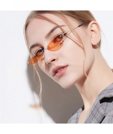 Rectangular Rimless Small Sunglasses Summer Sun Glasses For Men Women Red Blue Black Shades Sunglasses Eyewear - 5 - C218Y7DG...