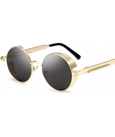 Oversized Metal Steampunk Sunglasses Men Women Round Glasses Brand Design Vintage Sunglasses - 14 - C918W5SDE7I $43.16