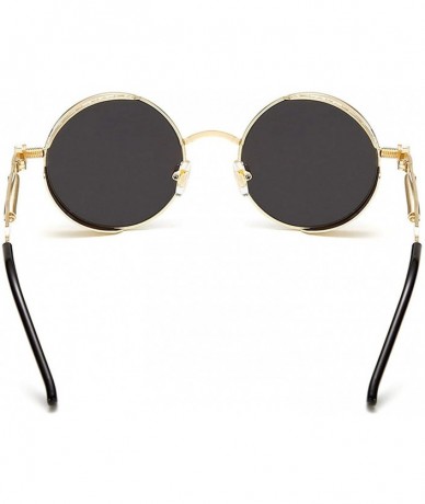 Oversized Metal Steampunk Sunglasses Men Women Round Glasses Brand Design Vintage Sunglasses - 14 - C918W5SDE7I $43.16