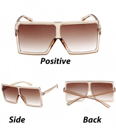 Square Oversized Sunglasses for Women Square Shield Plastic Frame 100% UV400 Protection - Black/Brown*2 Pack - C918S5IND99 $2...