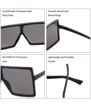 Square Oversized Sunglasses for Women Square Shield Plastic Frame 100% UV400 Protection - Black/Brown*2 Pack - C918S5IND99 $2...