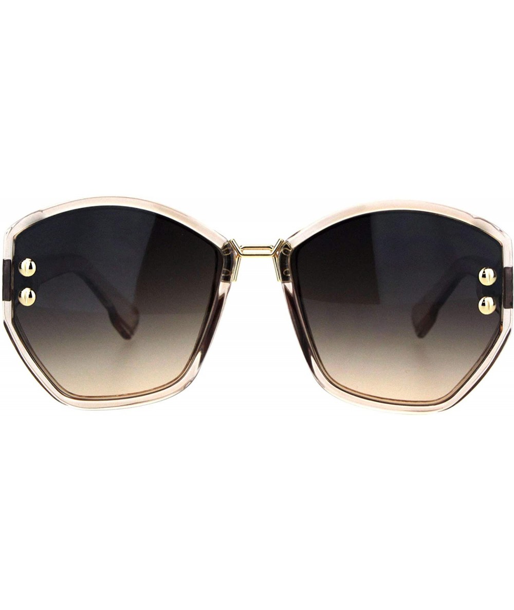 Butterfly Womens Luxury Fashion 90s Oversize Butterfly Sunglasses - Clear Beige Brown - CI18M2DL45X $22.40