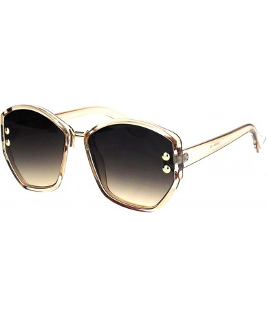 Butterfly Womens Luxury Fashion 90s Oversize Butterfly Sunglasses - Clear Beige Brown - CI18M2DL45X $22.40