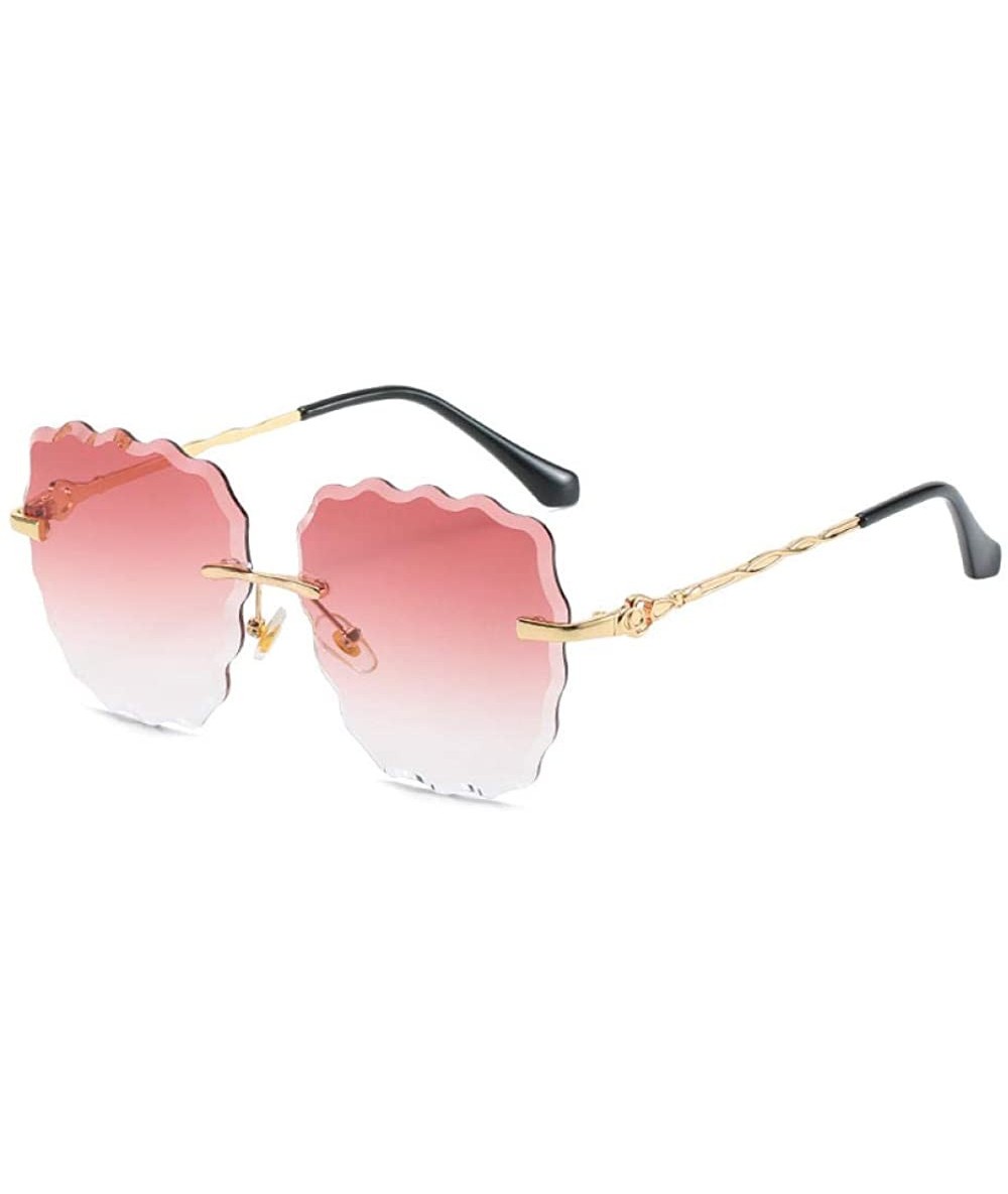 Rimless Wavy Frameless Sunglasses Personalized Trimming Ladies Sunglasses Wild Sunglasses - C018X0C88M7 $82.33