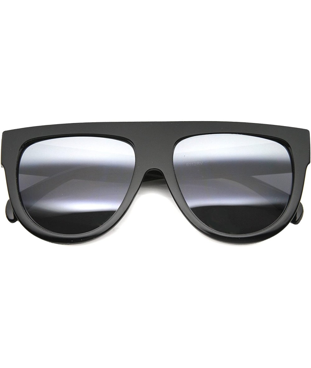 Oversized Womens Flat Top Oversized Gradient Shadow Ombre Mirror Lens Sunglasses - Silver - CH12HEGF76B $19.27