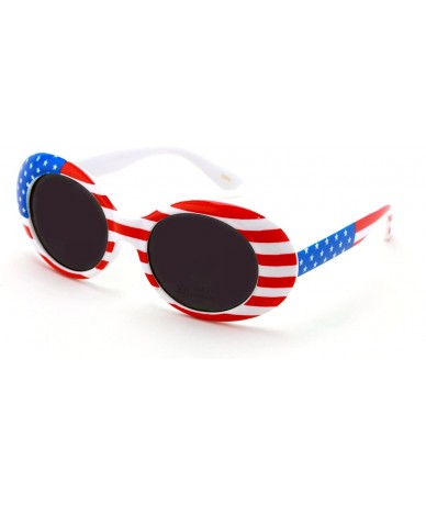 Oval Vintage Sunglasses UV400 Bold Retro Oval Mod Thick Frame Sunglasses Clout Goggles White USA American Flag - CW189UM7O88 ...