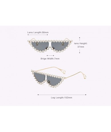 Cat Eye Cat Eye Sunglasses Women Crystal Triangle Sun Glasses For Ladies Decoration Gift - Gold With Clear - CI18IGTSN9S $23.27