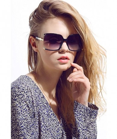 Square New Women's Oversized Square sunglasses Protection Eye Glasses With Case - Black - CD12D1F4W51 $23.42