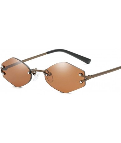 Rimless Tiny Sunglasses Women Accessories Rimless Hexagonal Sun Glasses For Men Unisex - Brown - C918KGKXAC3 $19.24