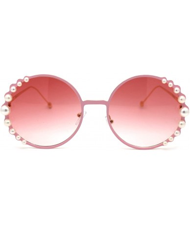 Round Womens Pearl Jewel Trim Round Circle Lens Hippie Sunglasses - All Pink - CK1959DUHLQ $25.70