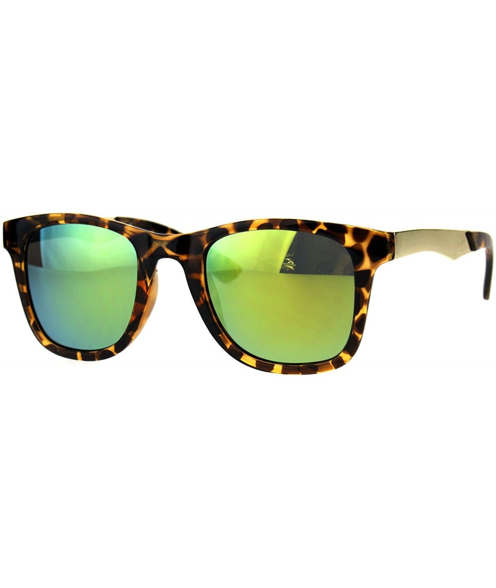 Rectangular Mens Plastic Horned Rim Metal Arm Elegant OG Designer Sunglasses - Tortoise Yellow - C9184M5HAL4 $23.49