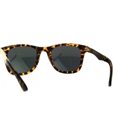 Rectangular Mens Plastic Horned Rim Metal Arm Elegant OG Designer Sunglasses - Tortoise Yellow - C9184M5HAL4 $23.49