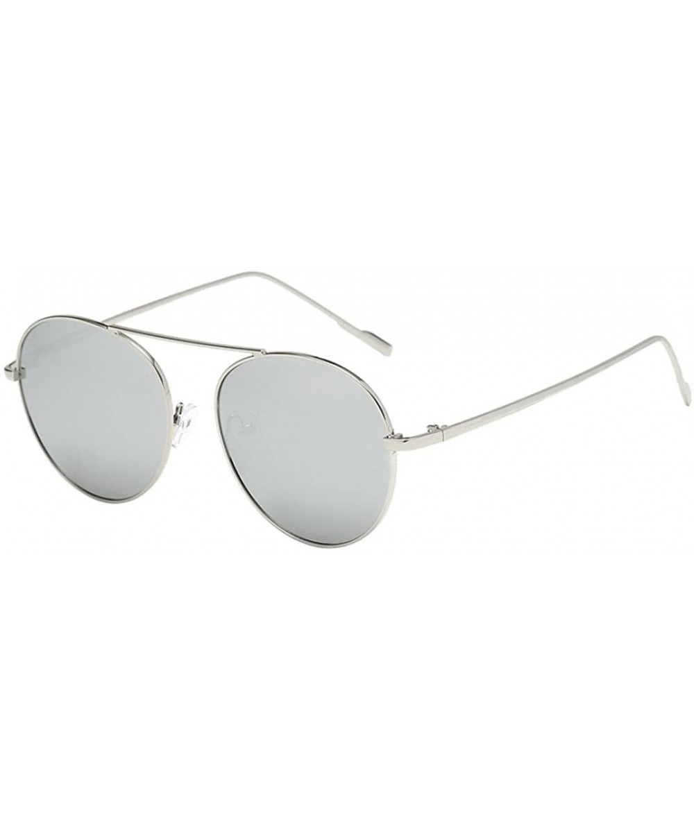 Sport Summer Sunglasses - Women Cat Eye Mirrored Flat Lenses Metal Frame Sunglasses - B - CA18CODC90Z $14.75