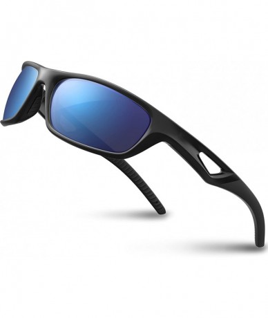 Sport Polarized Sports Sunglasses Driving shades For Men TR90 Unbreakable Frame RB831 - black - CY120NN8YVR $35.66