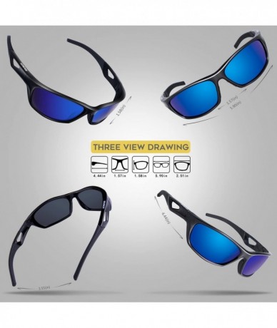 Sport Polarized Sports Sunglasses Driving shades For Men TR90 Unbreakable Frame RB831 - black - CY120NN8YVR $35.66