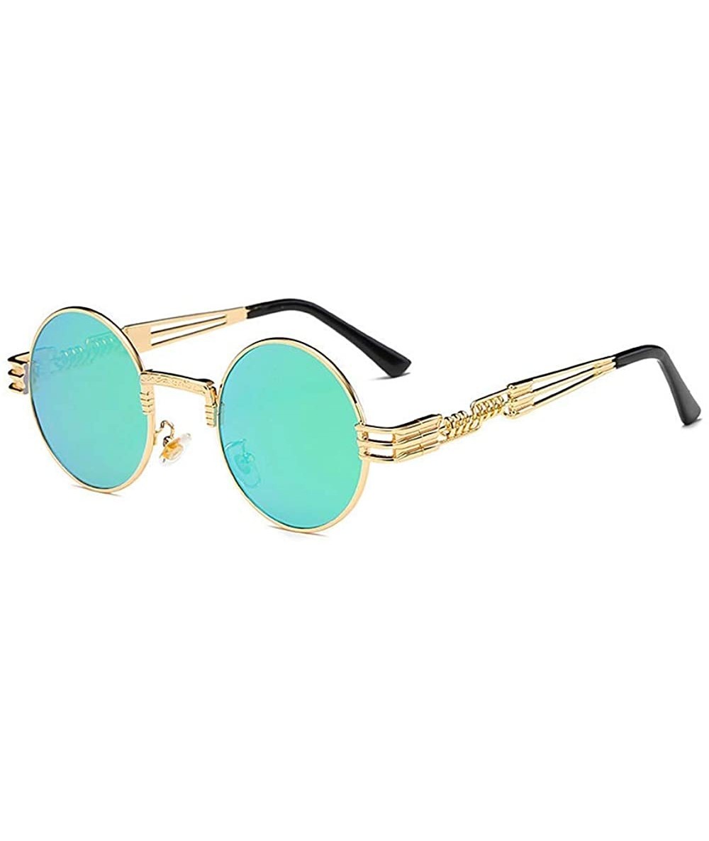 Oval Hippie Sunglasses WITH CASE Retro Classic Circle Lens Round Sunglasses Steampunk Colored - C8192RIL94W $22.29