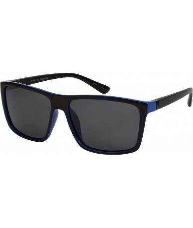 Square Modern Square Frame Sunglasses with Polarized Lens 541009TT-P - Matte Black+blue - CG12DG7HD1T $19.78