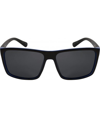 Square Modern Square Frame Sunglasses with Polarized Lens 541009TT-P - Matte Black+blue - CG12DG7HD1T $19.78