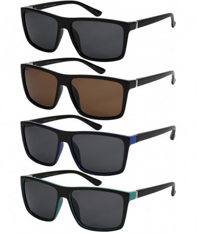 Square Modern Square Frame Sunglasses with Polarized Lens 541009TT-P - Matte Black+blue - CG12DG7HD1T $19.78