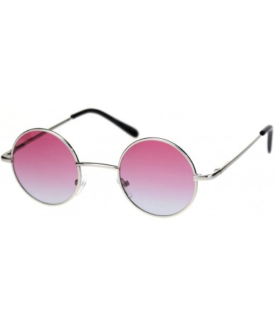 Round Super Snug Small Round Circle Lens Hippie Metal Rim Sunglasses - Silver Pink Blue - CD18R30HZEQ $18.96