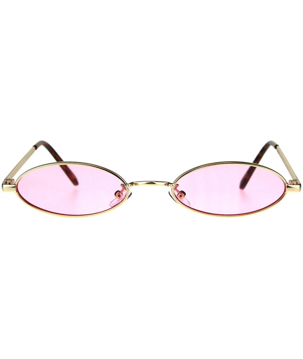 Oval Mens Oval Narrow Metal Rim Round Hippie Color Lens Sunglasses - Gold Pink - CQ18CLTEOYE $20.19