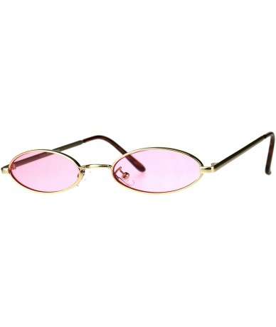 Oval Mens Oval Narrow Metal Rim Round Hippie Color Lens Sunglasses - Gold Pink - CQ18CLTEOYE $20.19