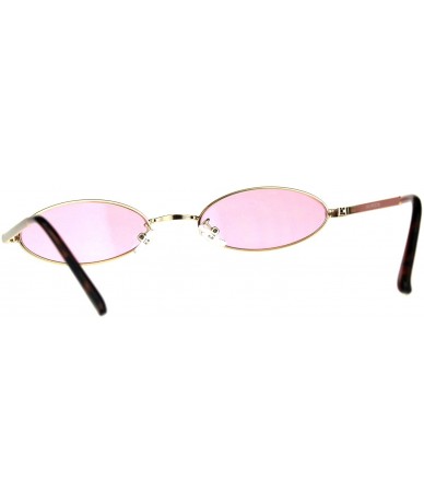 Oval Mens Oval Narrow Metal Rim Round Hippie Color Lens Sunglasses - Gold Pink - CQ18CLTEOYE $20.19