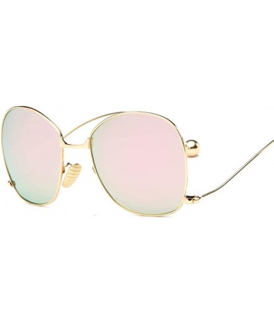 Aviator Oversized Sunglasses Women Personality Steel Ball Metal Mirror Sun Glasses 6 - 2 - CM18YR3358M $18.54