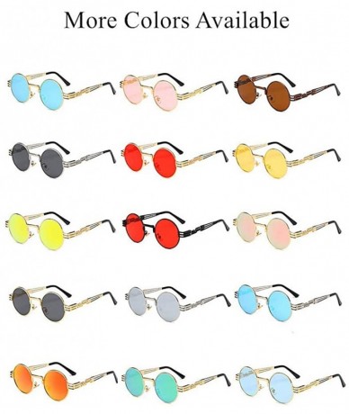 Oval Hippie Sunglasses WITH CASE Retro Classic Circle Lens Round Sunglasses Steampunk Colored - C8192RIL94W $22.29