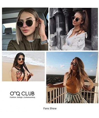 Aviator Polarized Small Sunglasses Round Retro Trendy Vintage Sun Glasses for Women Men - Gold Frame/Green Lens - CP18SX4C6IC...