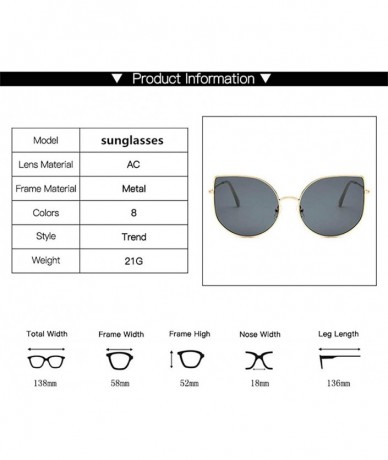 Oval Fashion Round Sunglasses-Cute Cat Eye Eyewear-Owersized Vintage Shade Glasses - F - CR190EEDTZX $58.76