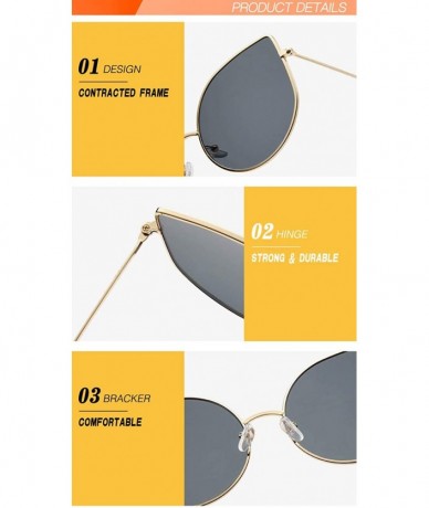 Oval Fashion Round Sunglasses-Cute Cat Eye Eyewear-Owersized Vintage Shade Glasses - F - CR190EEDTZX $58.76