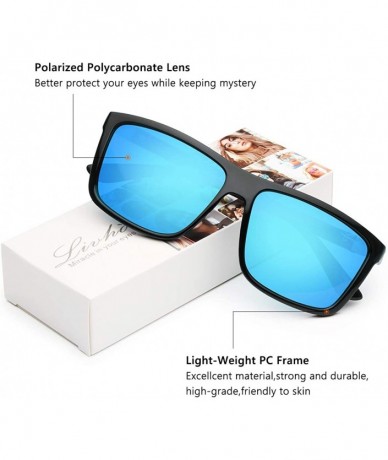 Square Polarized Sunglasses Vintage Eyewear Eyeglasses - Black Frame-blue Lense - CO18W3YTCMW $18.17