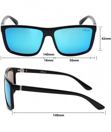 Square Polarized Sunglasses Vintage Eyewear Eyeglasses - Black Frame-blue Lense - CO18W3YTCMW $18.17