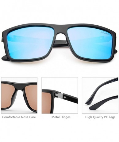 Square Polarized Sunglasses Vintage Eyewear Eyeglasses - Black Frame-blue Lense - CO18W3YTCMW $18.17