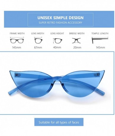 Cat Eye Cat Eye Rimless Sunglasses Oversized One Piece Colored Transparent Eyewear Retro Eyeglasses for Women Men - C718HYIKE...