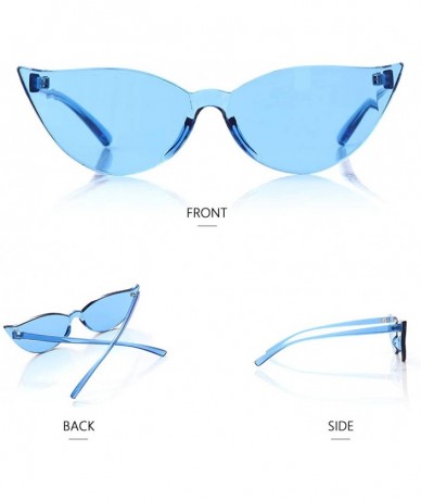 Cat Eye Cat Eye Rimless Sunglasses Oversized One Piece Colored Transparent Eyewear Retro Eyeglasses for Women Men - C718HYIKE...