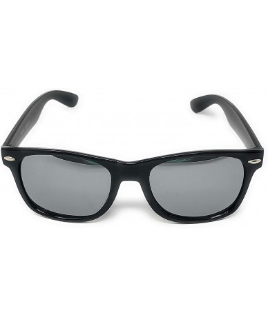 Square Sunglasses Classic 80s Vintage Style Design Mirror Lenses - Black Gloss- Mirror - CP18IKDN59K $18.91