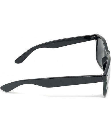 Square Sunglasses Classic 80s Vintage Style Design Mirror Lenses - Black Gloss- Mirror - CP18IKDN59K $18.91