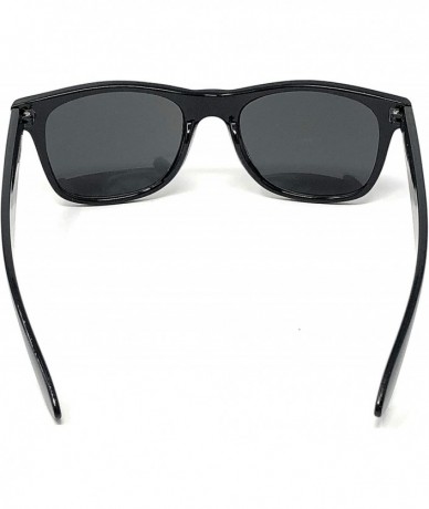 Square Sunglasses Classic 80s Vintage Style Design Mirror Lenses - Black Gloss- Mirror - CP18IKDN59K $18.91