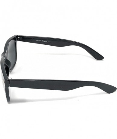 Square Sunglasses Classic 80s Vintage Style Design Mirror Lenses - Black Gloss- Mirror - CP18IKDN59K $18.91