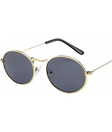 Oval Unisex Vintage Retro Oval Sunglasses Ellipse Metal Frame Glasses Trendy Fashion Glasses Sunglasses - D - C5193XDMU2X $15.29